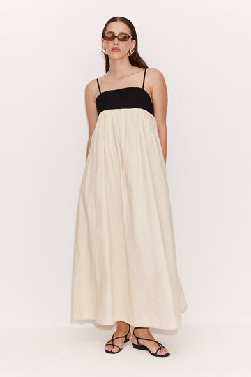 Two Tone Poplin Maxi Dress