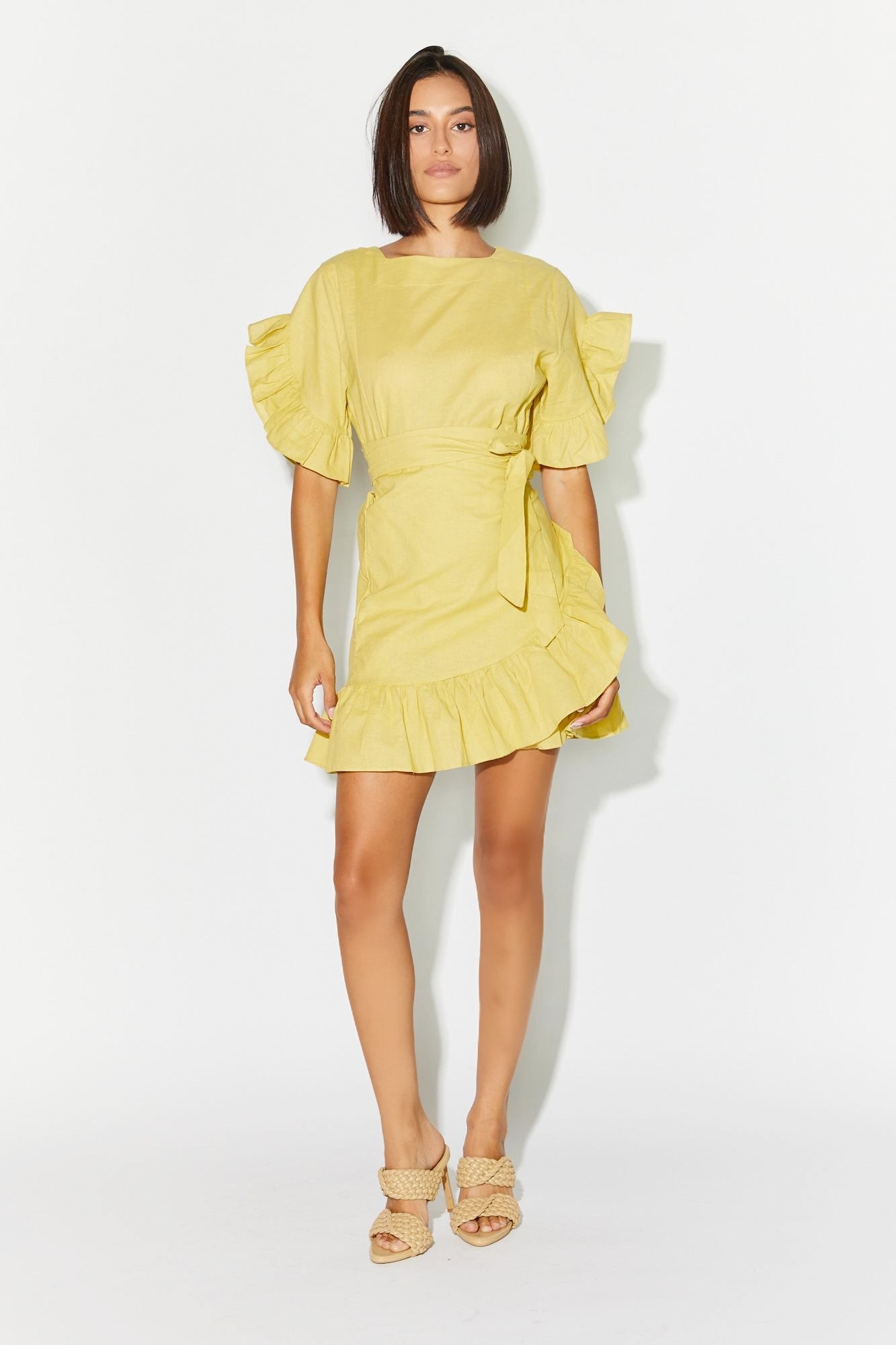 Wrap Mini Dress - Yellow