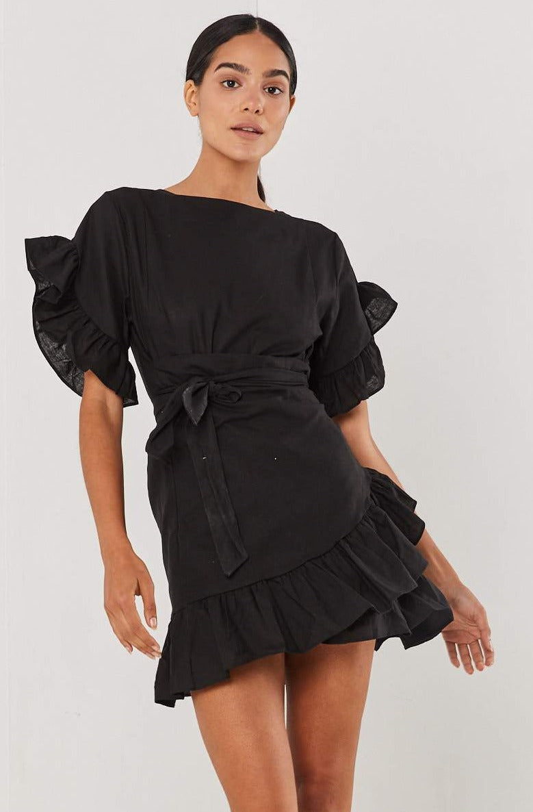 Wrap Mini Dress - Black