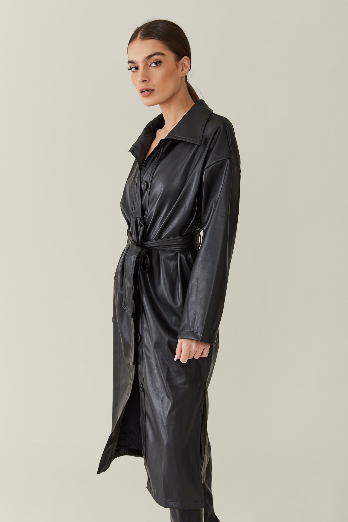 Bar Leather Trench Coat